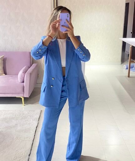 Ref. Dasha: Set blazer + pantalón color azul