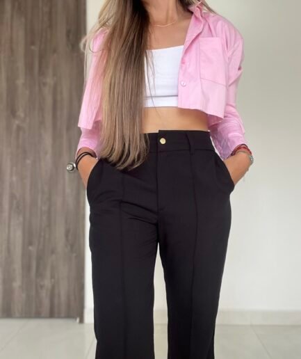 Ref. 017: Pantalón clásico semicampana color negro