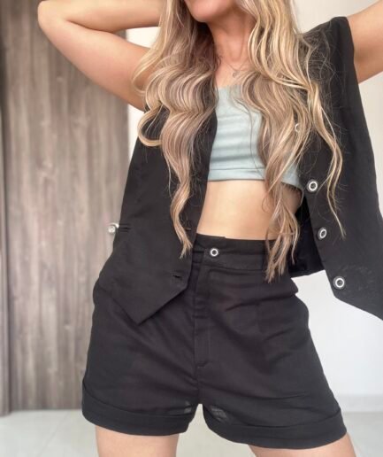 Ref. 014: Set chaleco y short en color negro