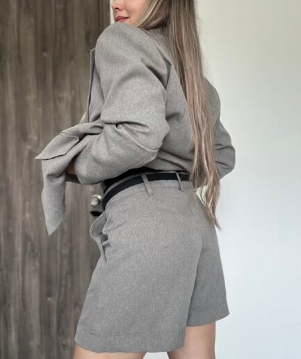 Ref. 021: Falda/short formal de corte A - gris verdoso