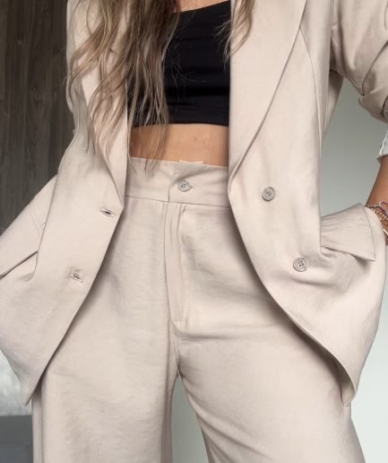 Ref. 059: Set pantalón y blazer oversize liviano - color crema nude