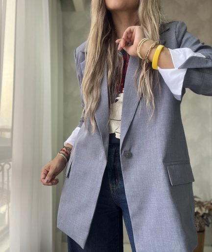 Ref. 060: Blazer semioversize delgado y liviano - color gris índigo