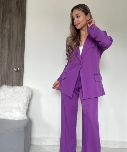 Ref. 067: Set formal pantalón y blazer semiceñido - púrpura