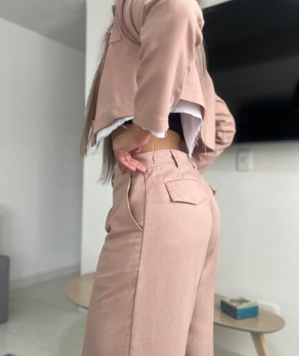 Ref. 065: Pantalón recto en lino - Camel