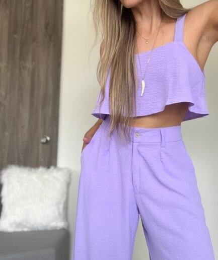Ref. 066: Pantalón palazo con top obsequio - lila