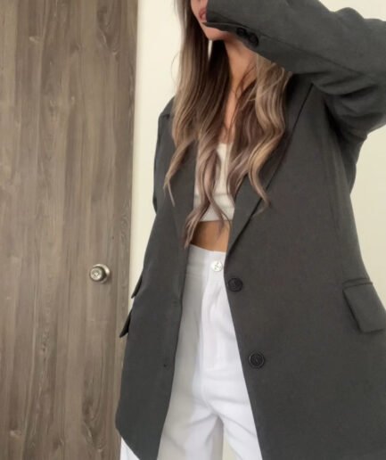 Ref. 073: Blazer oversize liviano - gris otoño