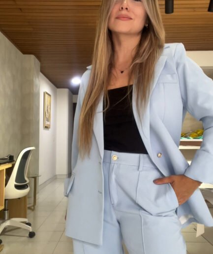 Ref. 077-5: Pantalón clásico semicampana - azul bebé