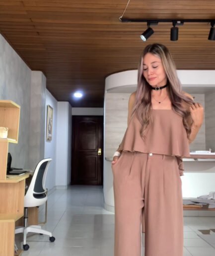 Ref. 082: Pantalón Palazo con Blusa OBSEQUIO - beige taupe