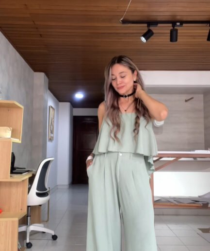 Ref. 082: Pantalón Palazo con Blusa OBSEQUIO - menta