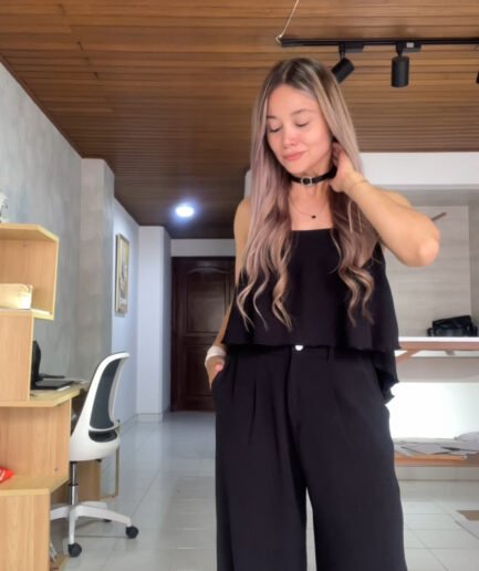 Ref. 082: Pantalón Palazo con Blusa OBSEQUIO - negro