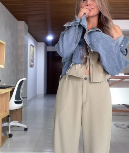 Ref. 084-2: Pantalón recto - verde agua